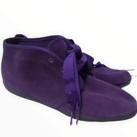 VTG 80s Keds Purple Suede Chukka Ankle Booties - Picture 3 of 16